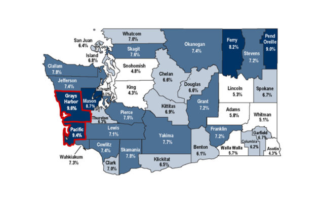 Grays Harbor and Pacific County top state for unemployment third month in a row