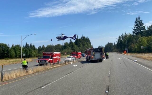 Elderly woman airlifted following collision on US 12