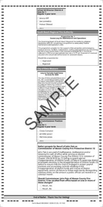 Sample Ballot from Grays Harbor County Elections office
