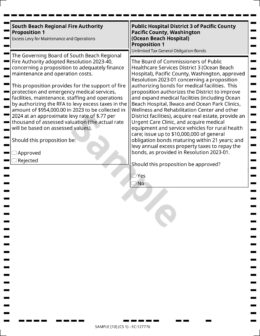 Sample Ballot from Pacific County Elections office