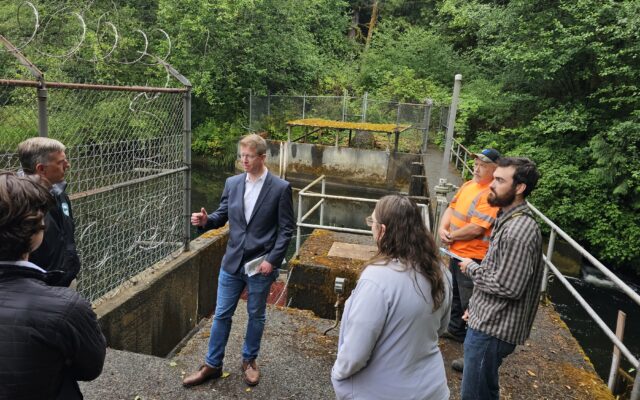 Rep. Kilmer visits West Fork Dam in Hoquiam; seeks funding for removal project