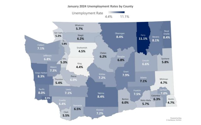 Unemployment rate increases locally; Grays Harbor and Pacific counties not in top 5 highest